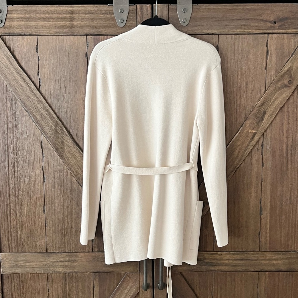 Aritzia Babaton Open Front Knit Tie Short Cardigan Light Birch Size Medium - Picture 5 of 8